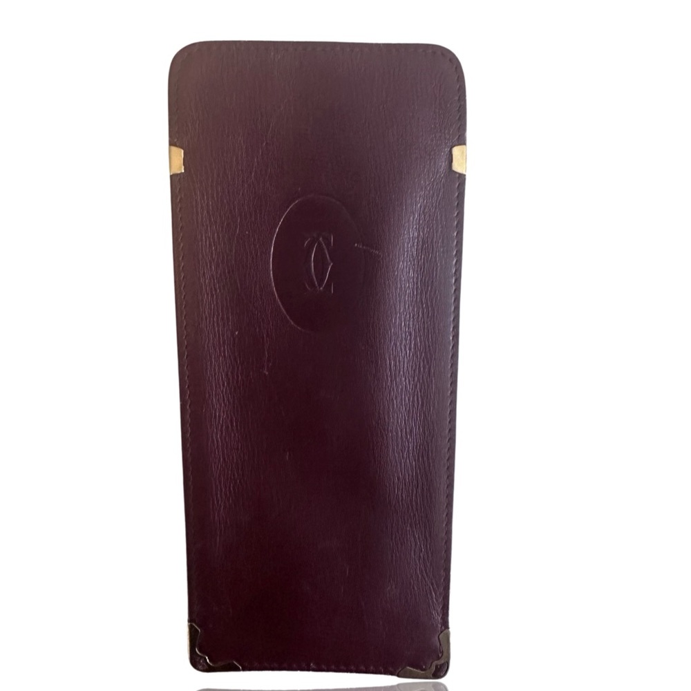 CARTIER Cartier glasses case mast line other accessories leather Bordeaux gol...